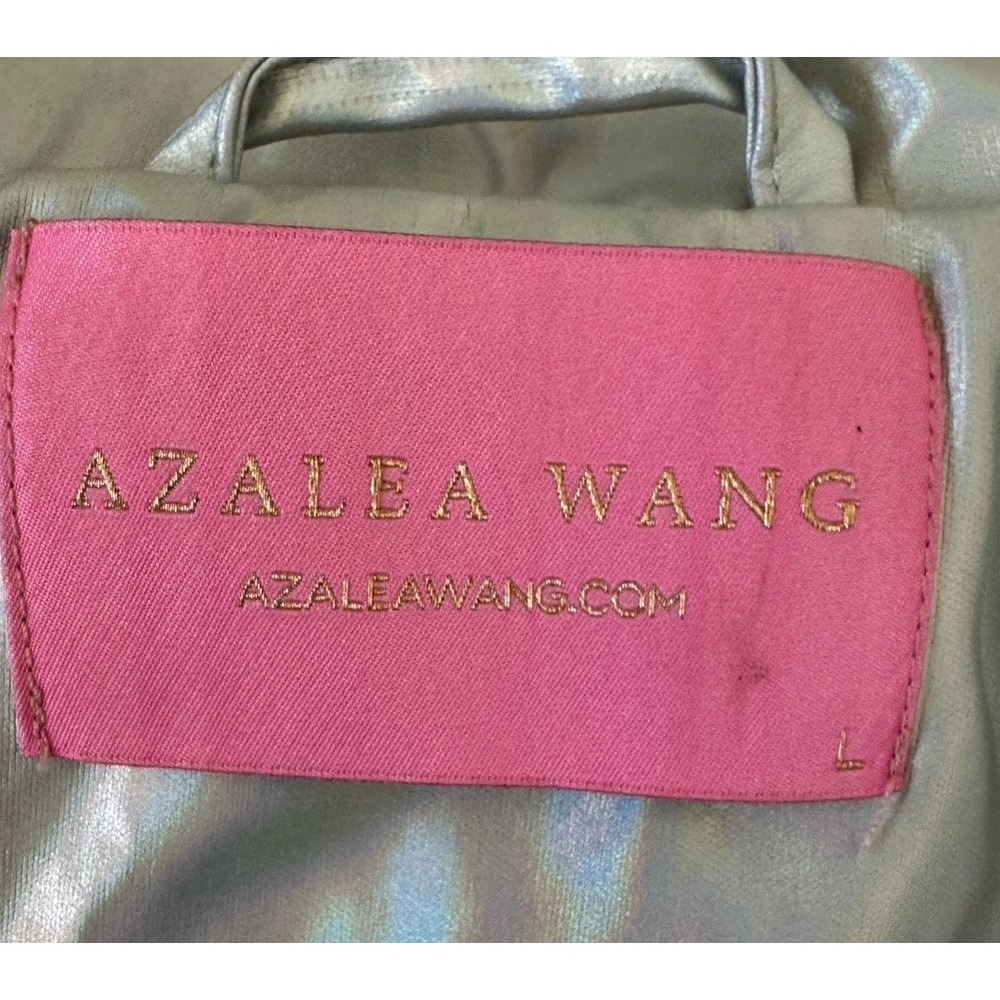 Azalea Wang Iradescent Holographic Cropped Puffer Jacket Full Zip Women's Large - Picture 8 of 10